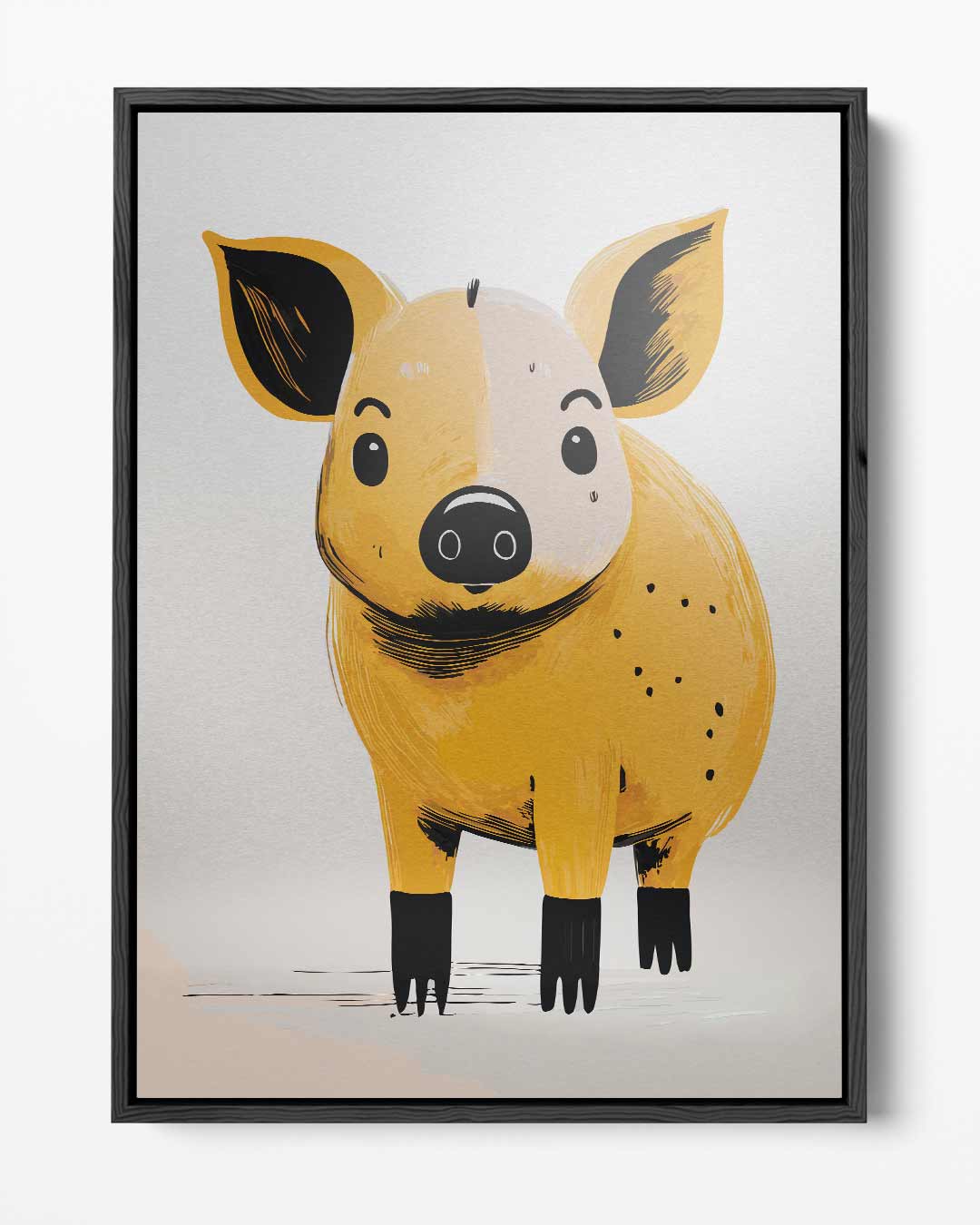 Schattig Geel Varkentje Illustratie – portret kunstwerk als wanddecoratie