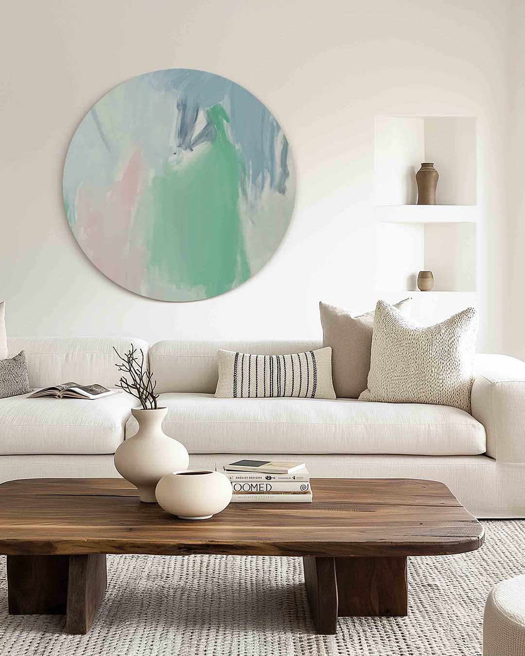 Abstracte – muurcirkel met kleur en vormen voor aan de muur