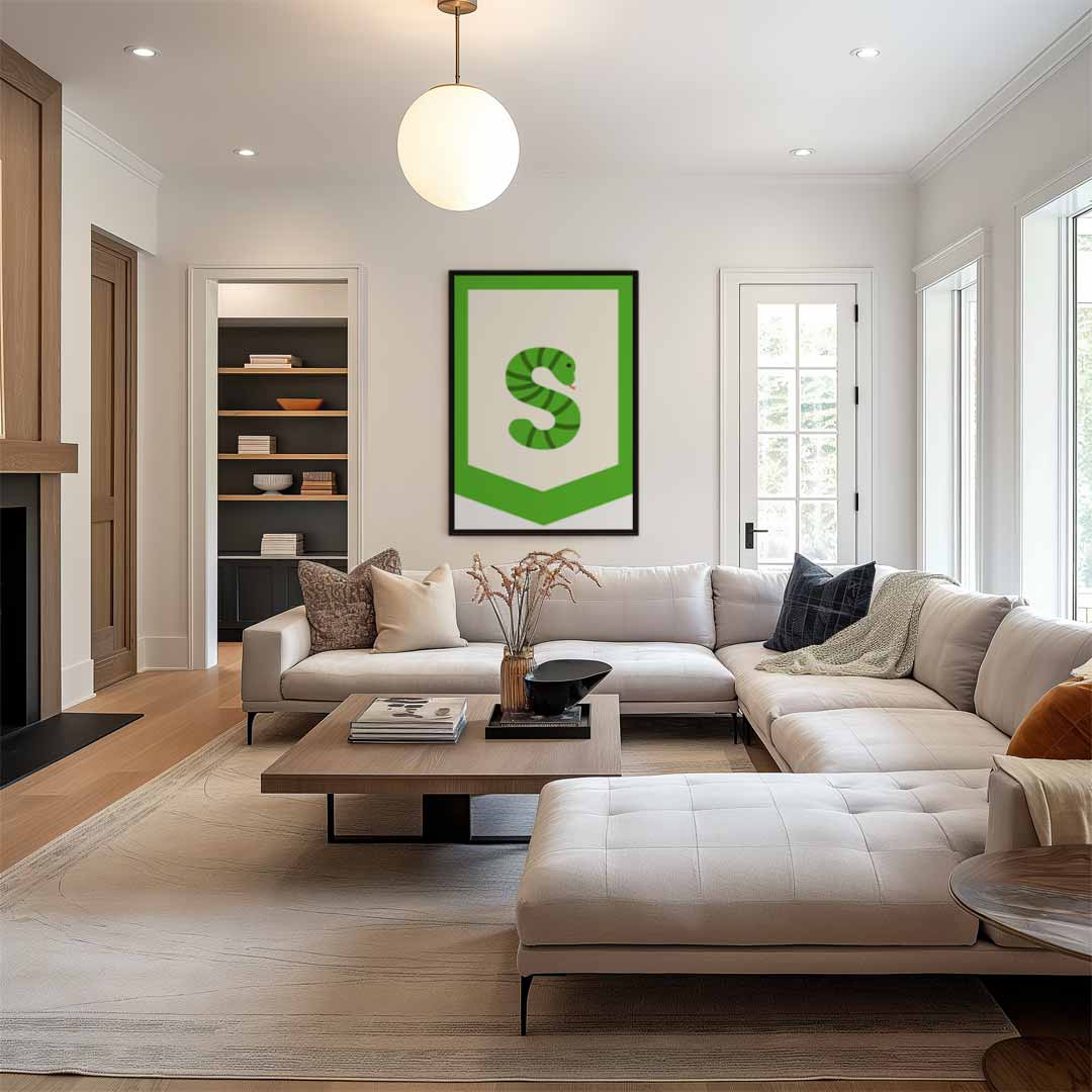 Groene Slangenkunst – modern portret kunstwerk van WallArtistic