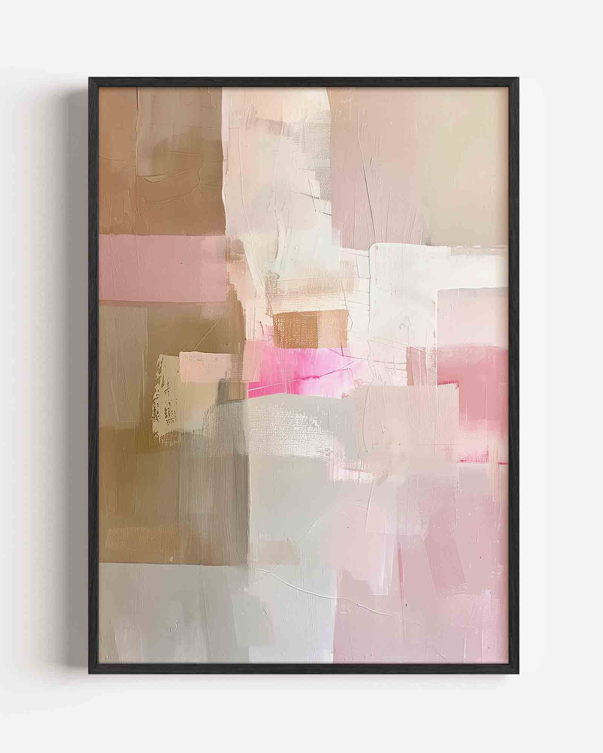 Abstracte roze en beige – Kleur & Vormen portret poster als wanddecoratie