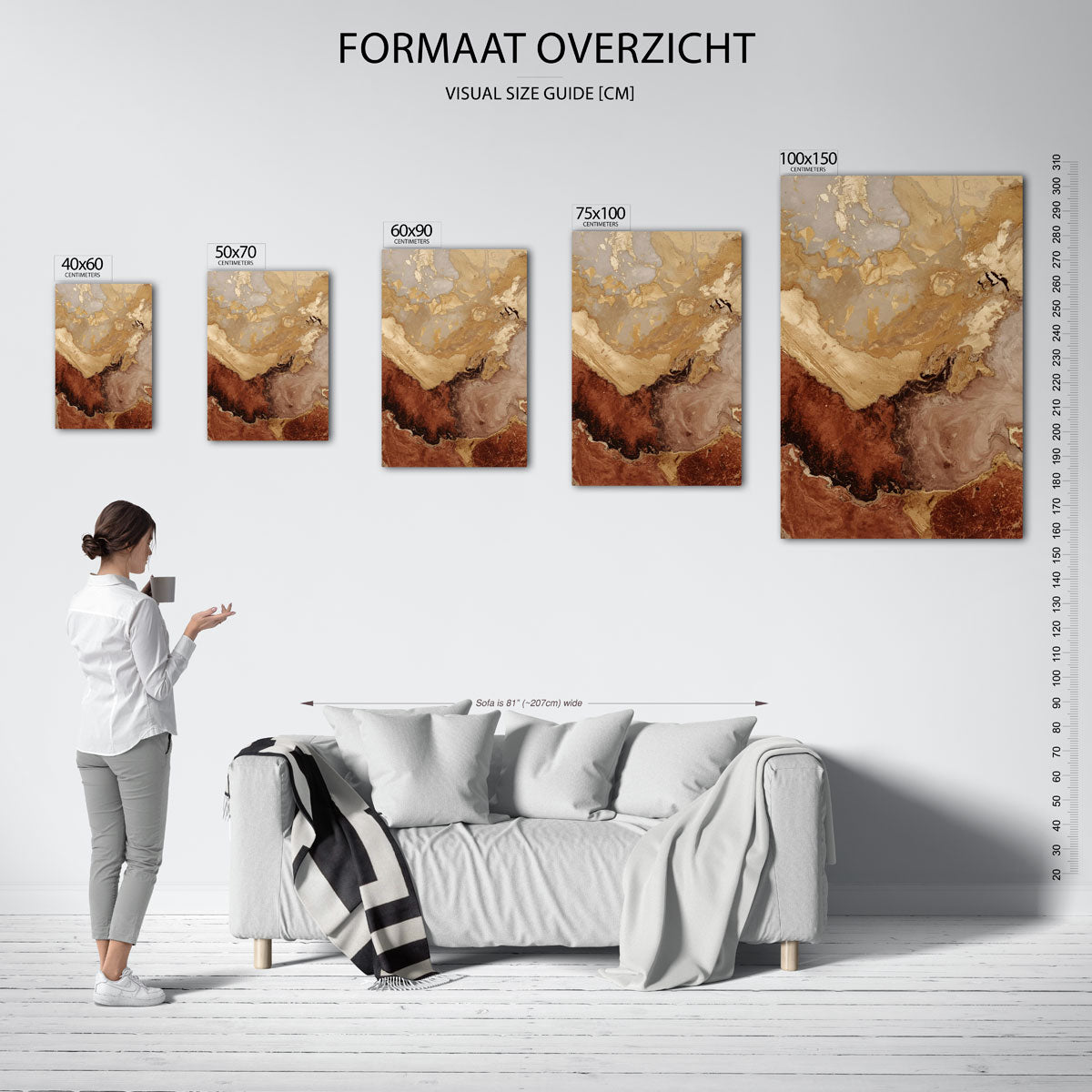 Aardse kleuren compositie – staand wanddecoratie kunstwerk