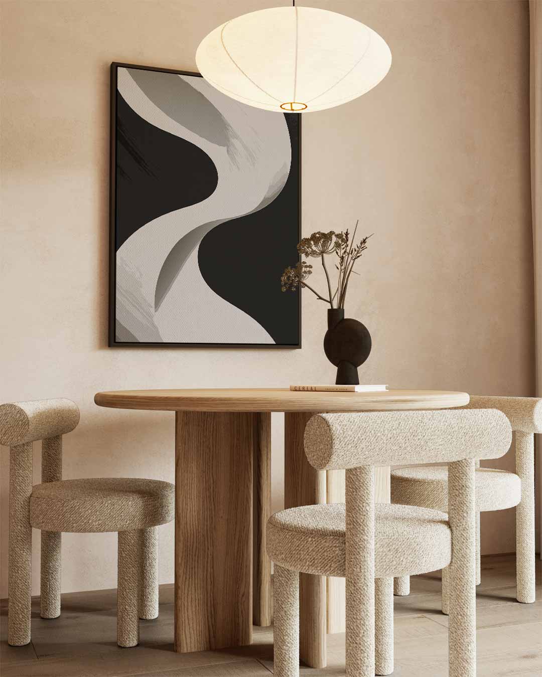 Golvende Gratie – kunstwerk met zwarte baklijst