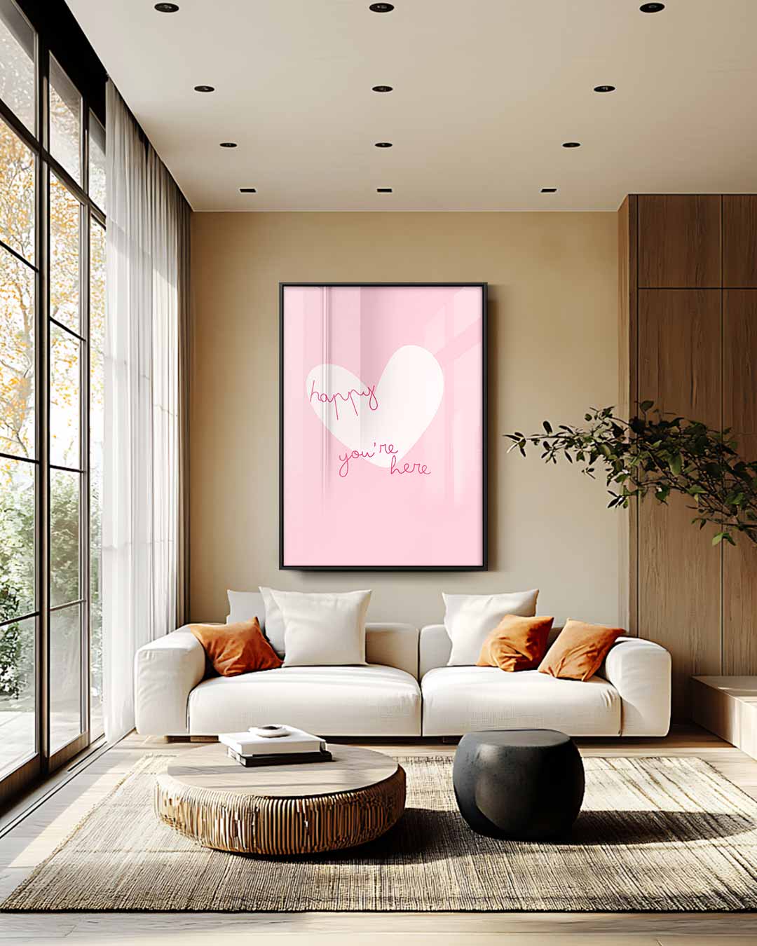 Welkomsthart in Roze – staand kunstwerk voor modern interieur