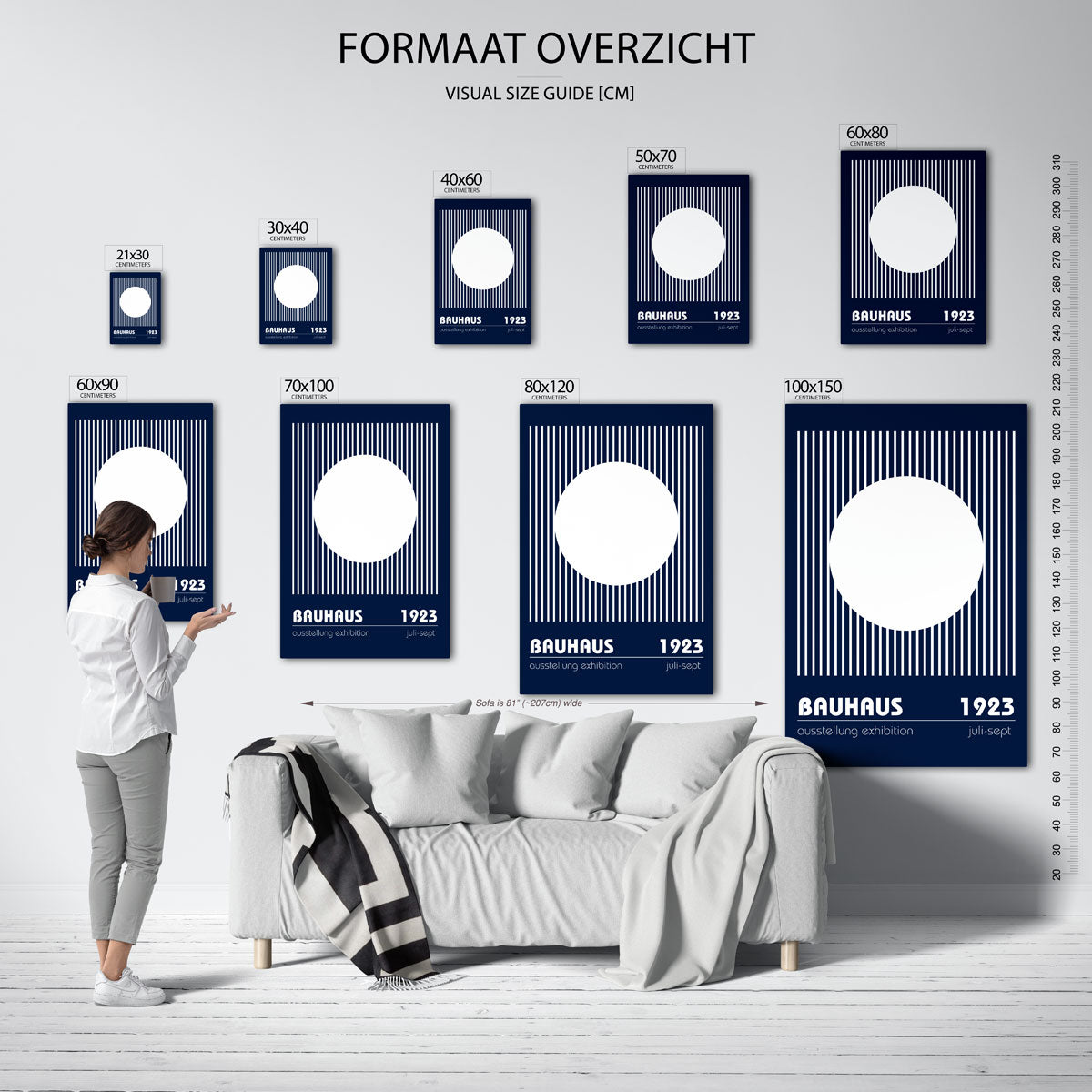 Cirkel en lijnen – geometrische poster in Bauhaus-stijl van WallArtistic