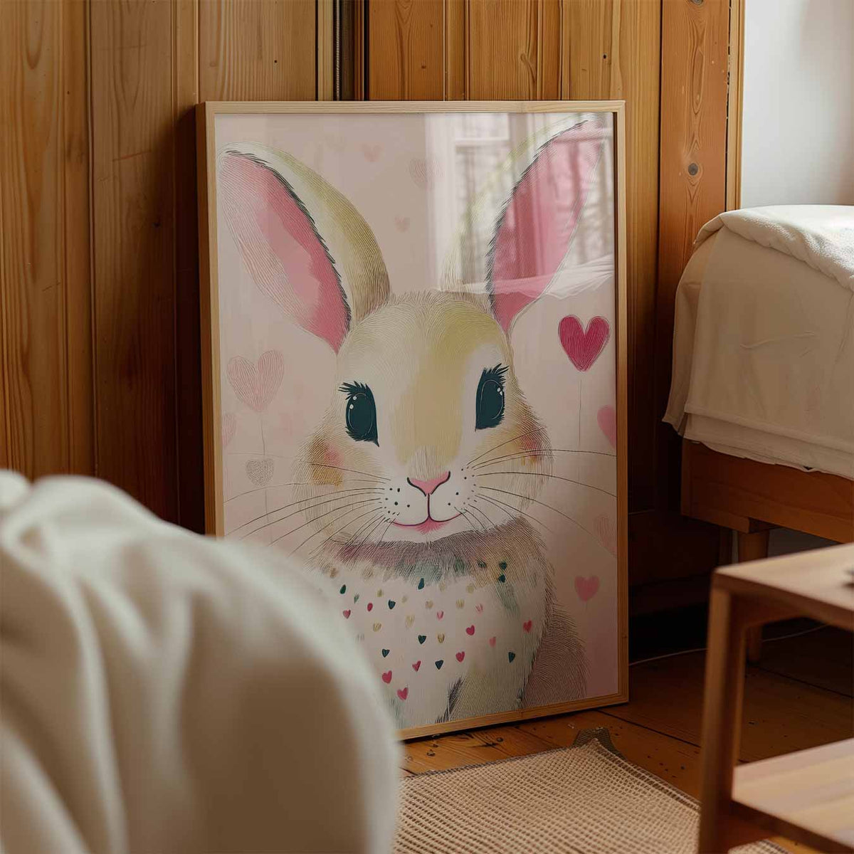 Schattige Konijnenhartjes – kinderposter in staand formaat