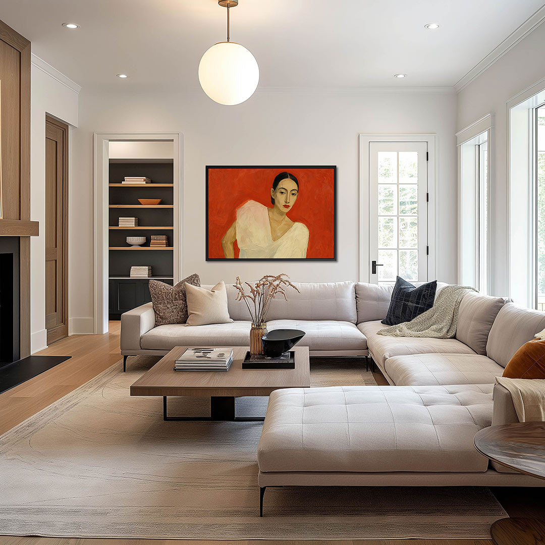 Vrouwelijk portret – Liggende wanddecoratie – op canvas, dibond of plexiglas