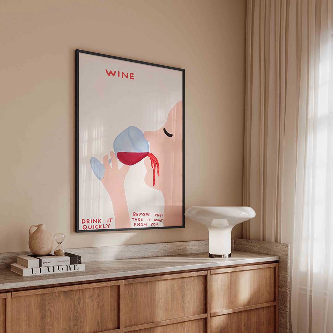 Wijn drinken – urban poster in staand formaat