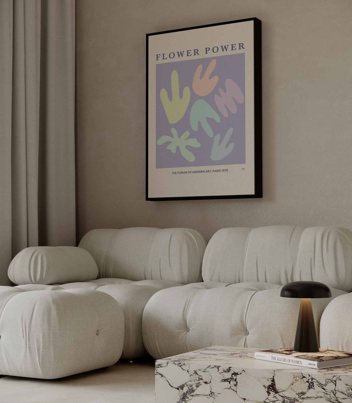 Flower Power Poster – staande wandkunst voor woonkamer of interieur
