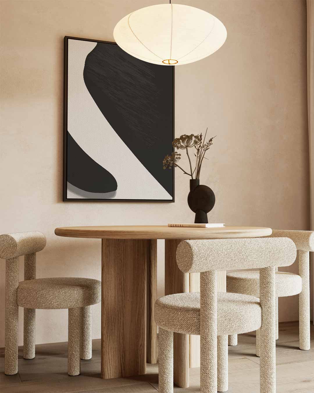 Elegante Abstractie in Zwart & Wit – kunstwerk met zwarte baklijst