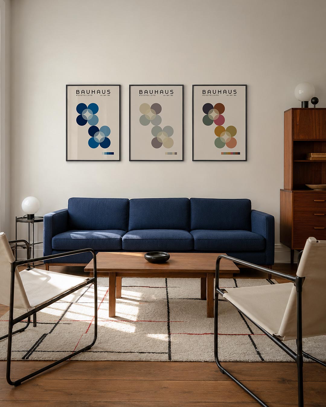 Kleurvolle cirkelharmonie driedelige posterset – deze posterset in drie delen toont een spel van overlappende cirkels in