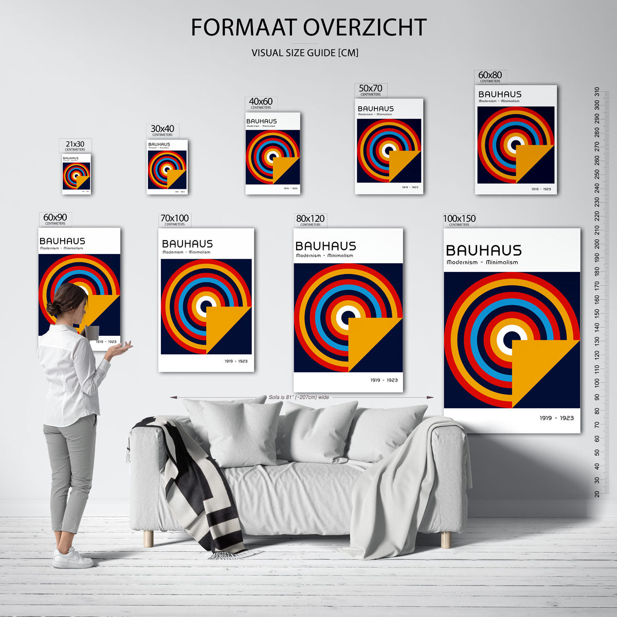 Cirkelvormen en lijnen – geometrische poster in Bauhaus-stijl van WallArtistic