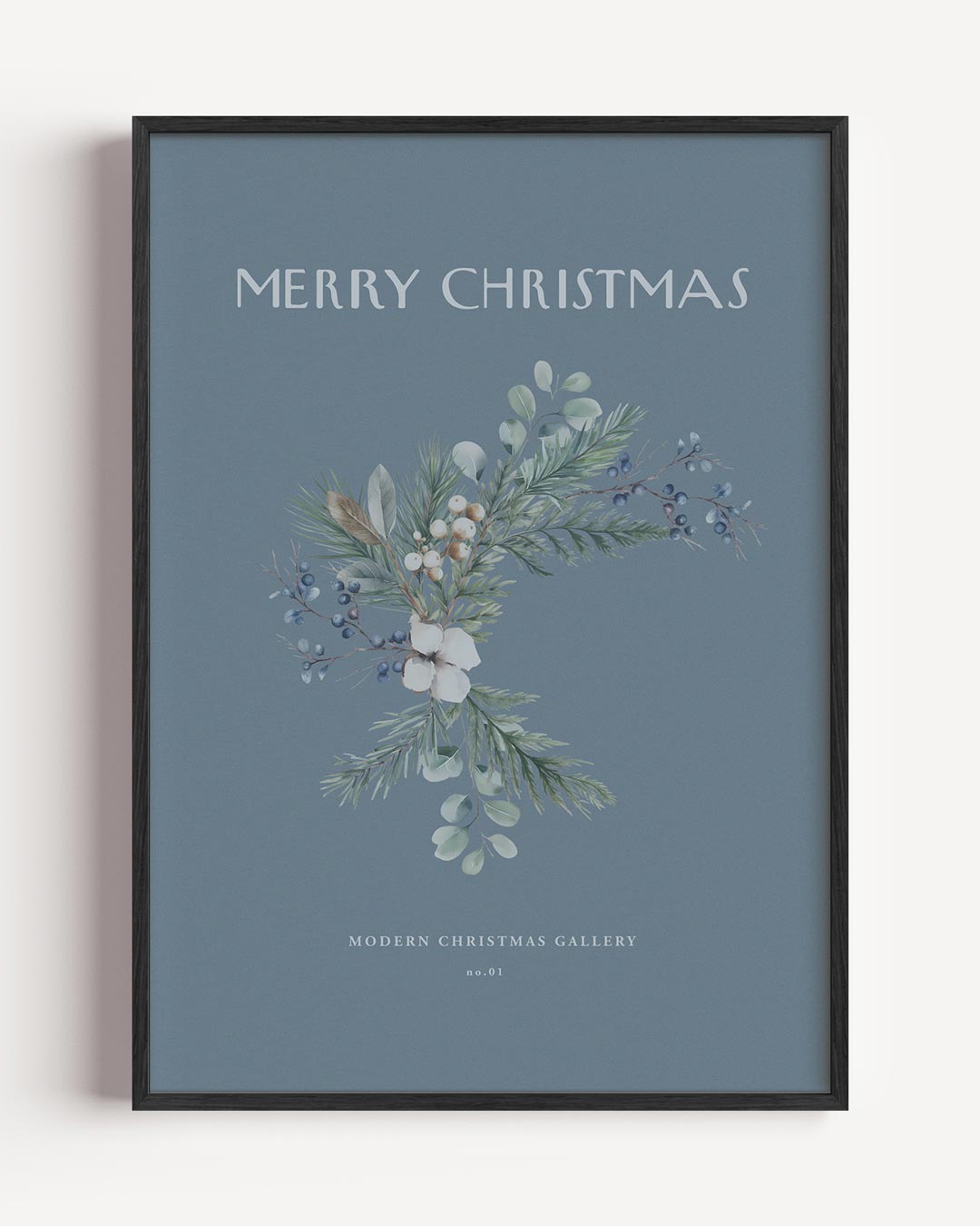 Blauwe kersttak – kerst portret poster als wanddecoratie