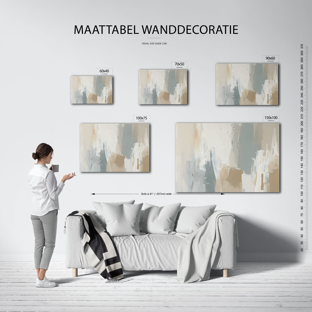 Zachte kleuren compositie – Harmonie – moderne liggende wandkunst