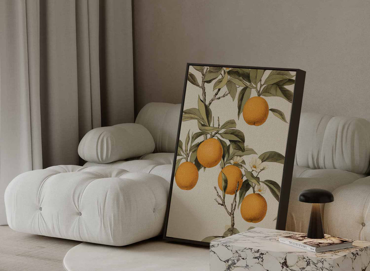 Zonnige Sinaasappelboom Illustratie – plexiglas wanddecoratie in portret formaat