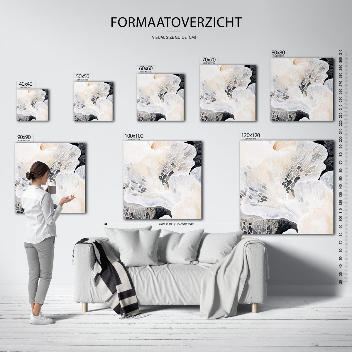 Abstracte vormen – vierkante muurposter met zachte abstracte vormen
