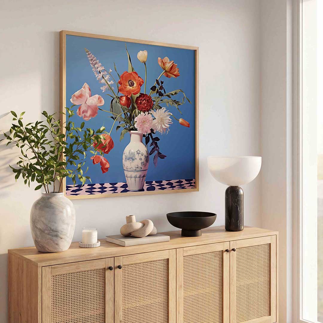 Bloemen in vaas – bloemen wandkunst als vierkante poster