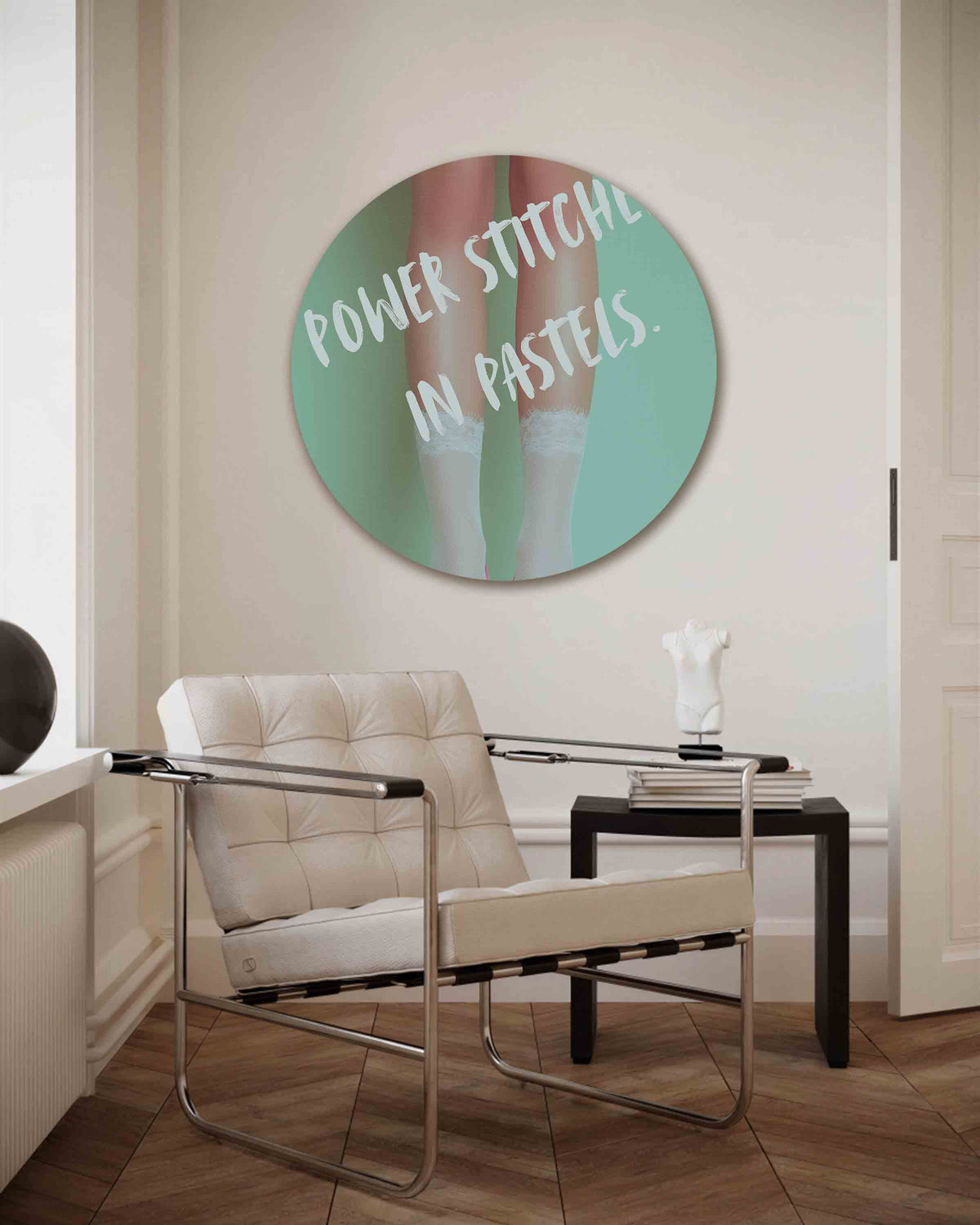Pastel benen – Pop Art muurcirkel als ronde wanddecoratie