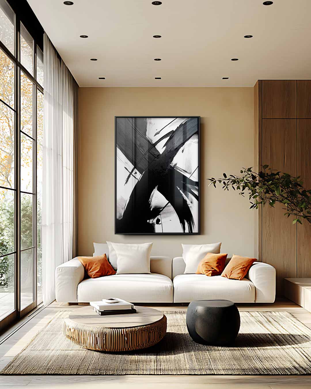 Dynamische Streken – staande wandkunst voor woonkamer of interieur
