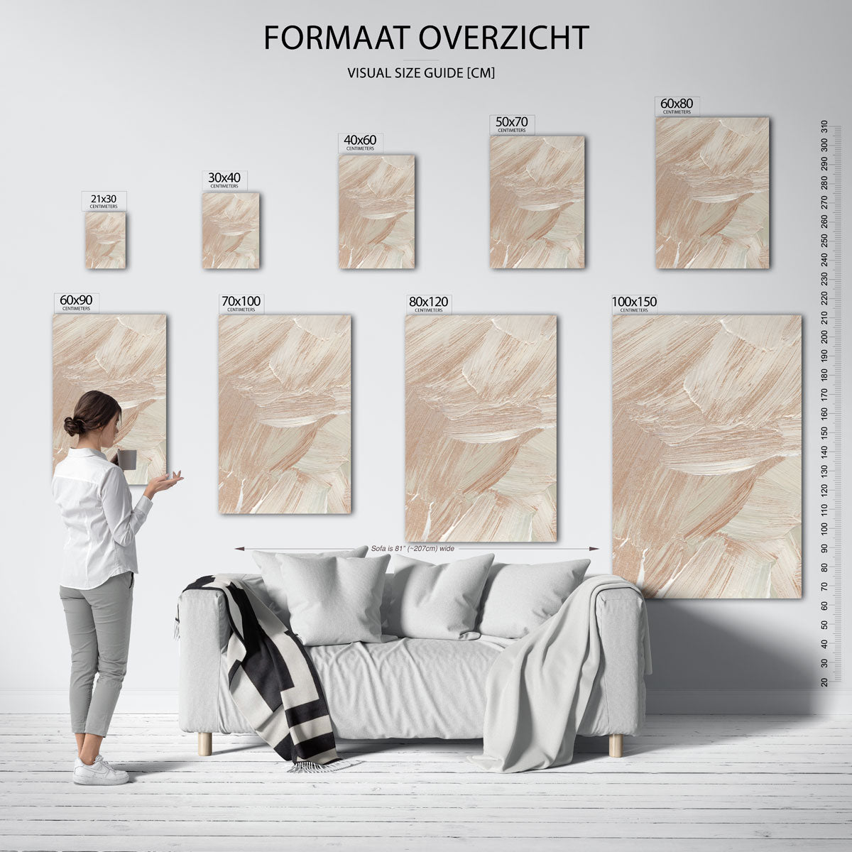Abstracte beige textuur – staande muurposter met artistieke uitstraling