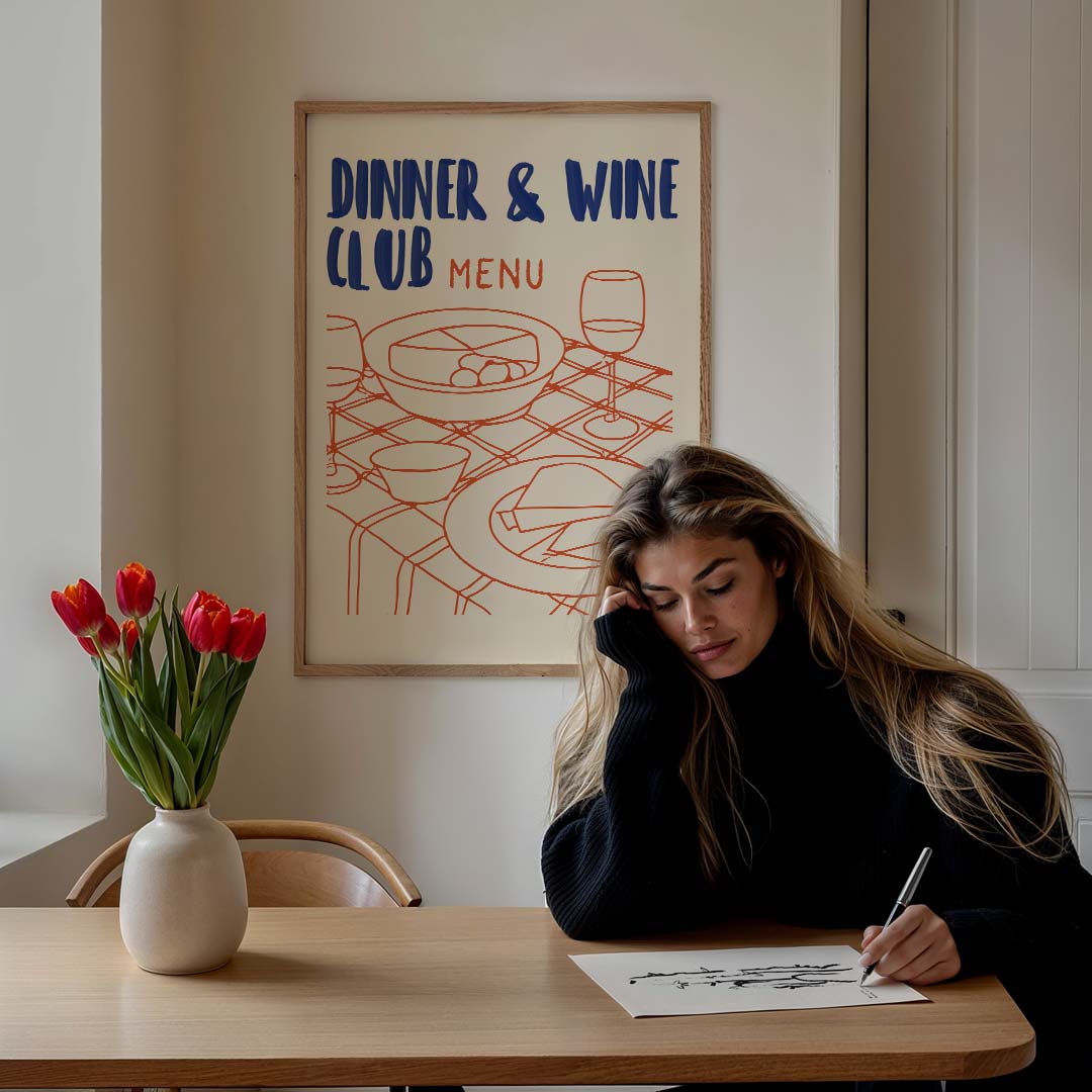 Dinner & Wine Club – culinaire wandkunst als portret poster