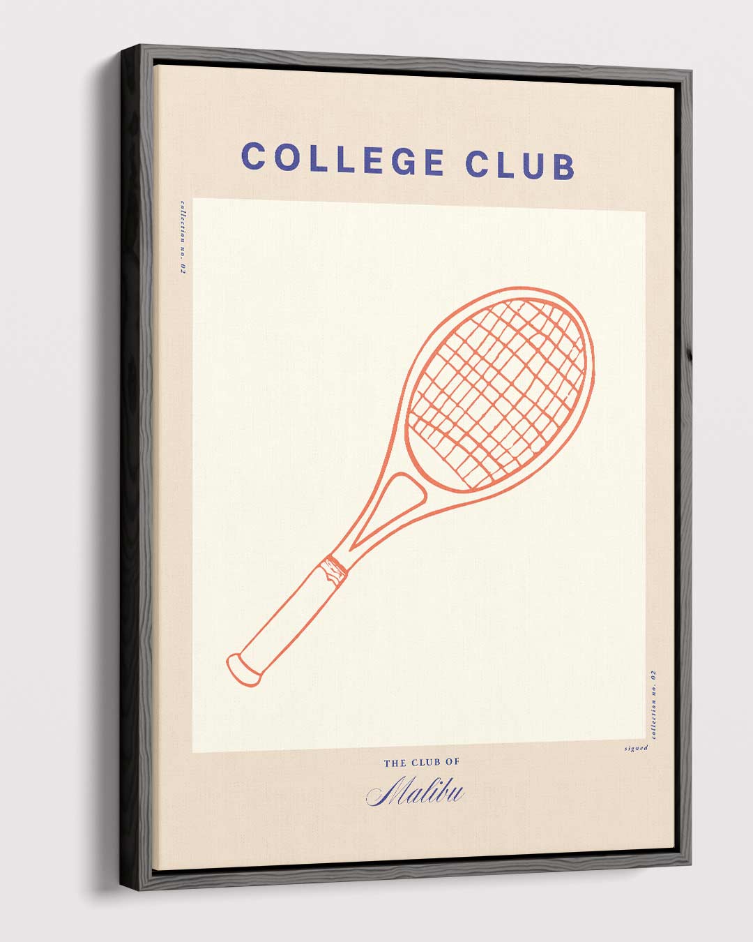 Retro Tennis Racket Poster – canvas wanddecoratie in portret formaat