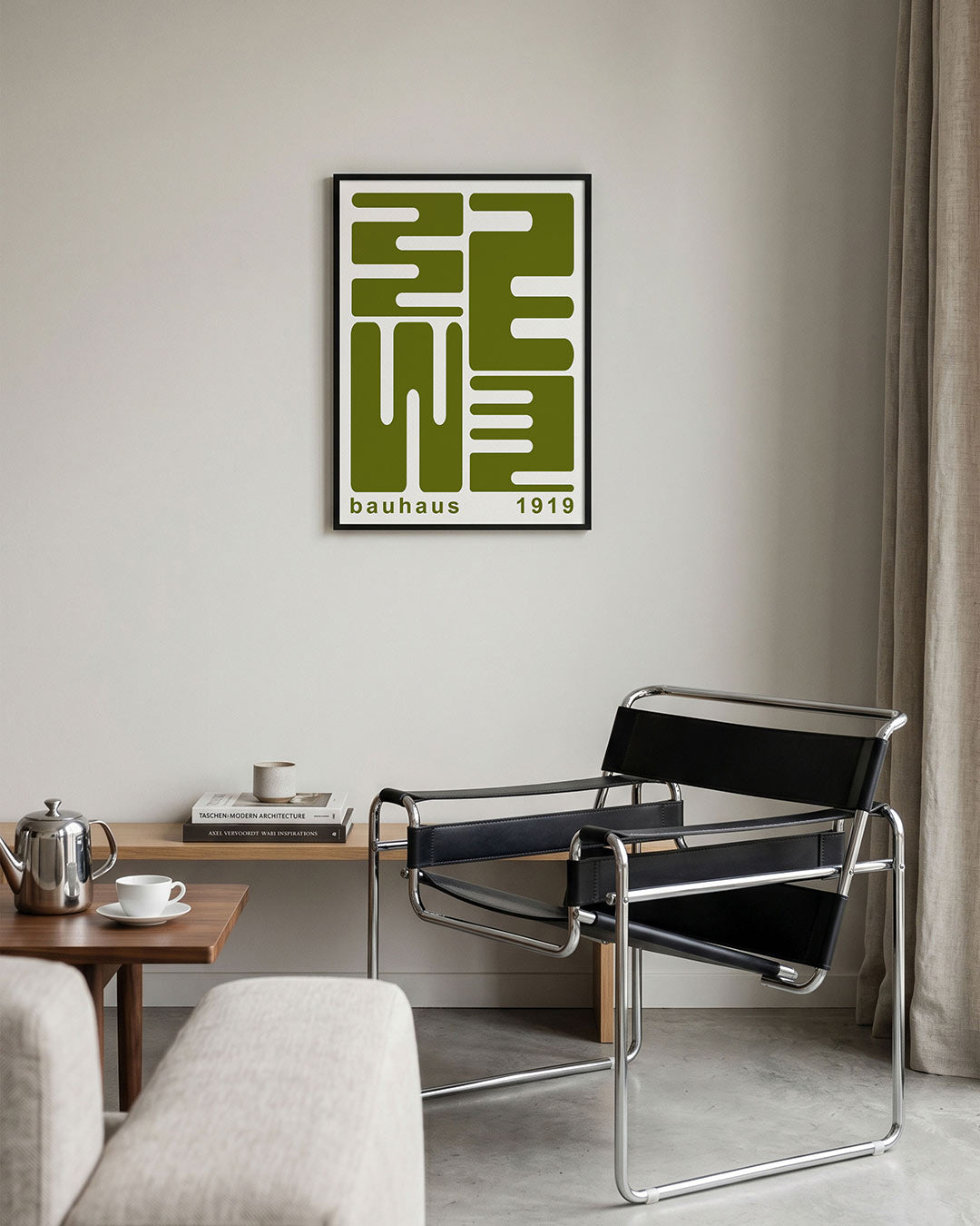 Vormritme en lijnen – geometrische Bauhaus poster in staand formaat