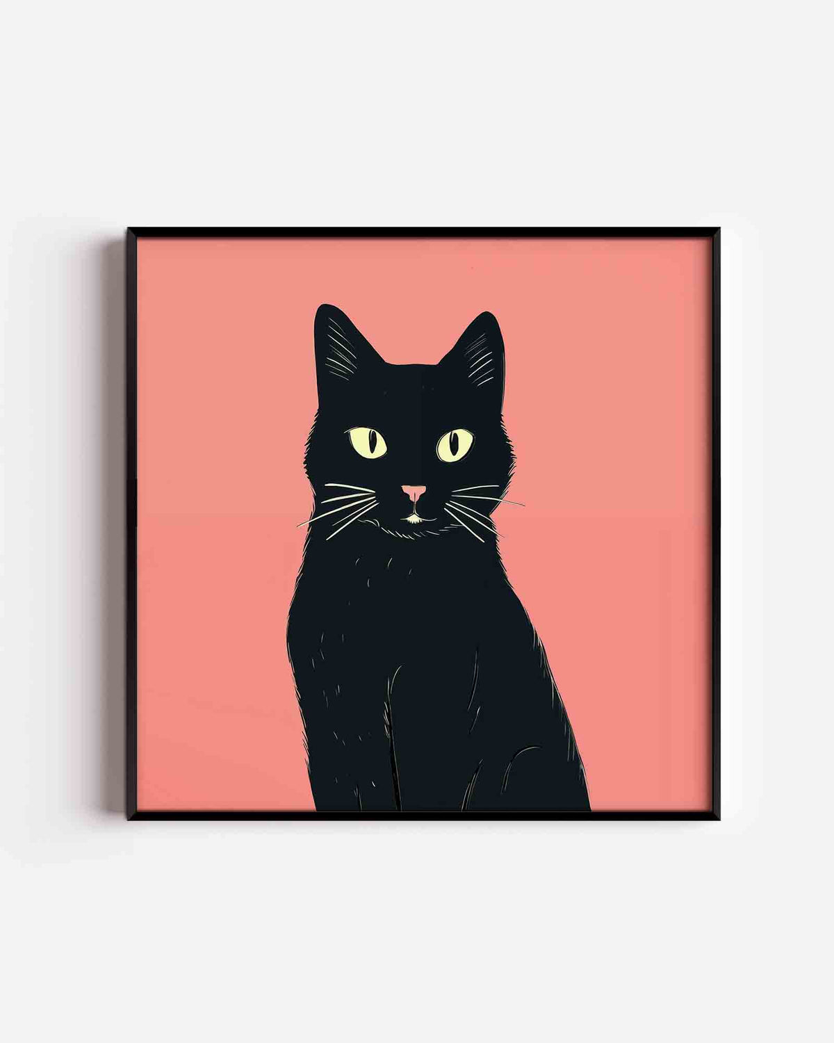 Zwarte kat – vierkante dierenposter als wanddecoratie