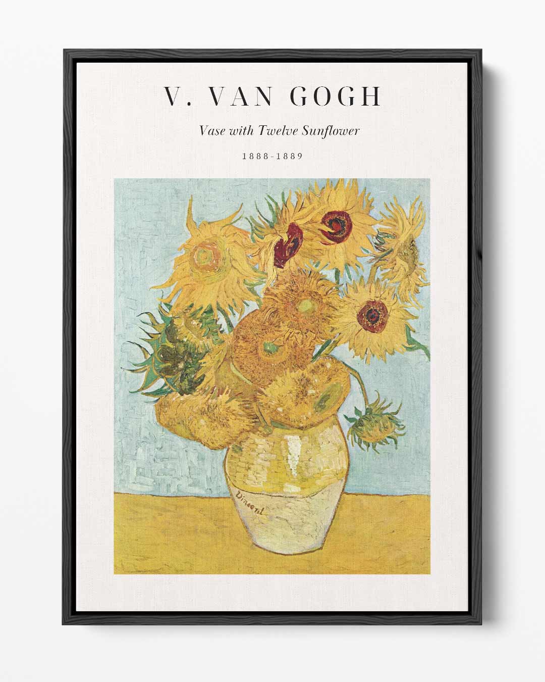 Zonnebloemen in Vaas – portret kunstwerk als wanddecoratie