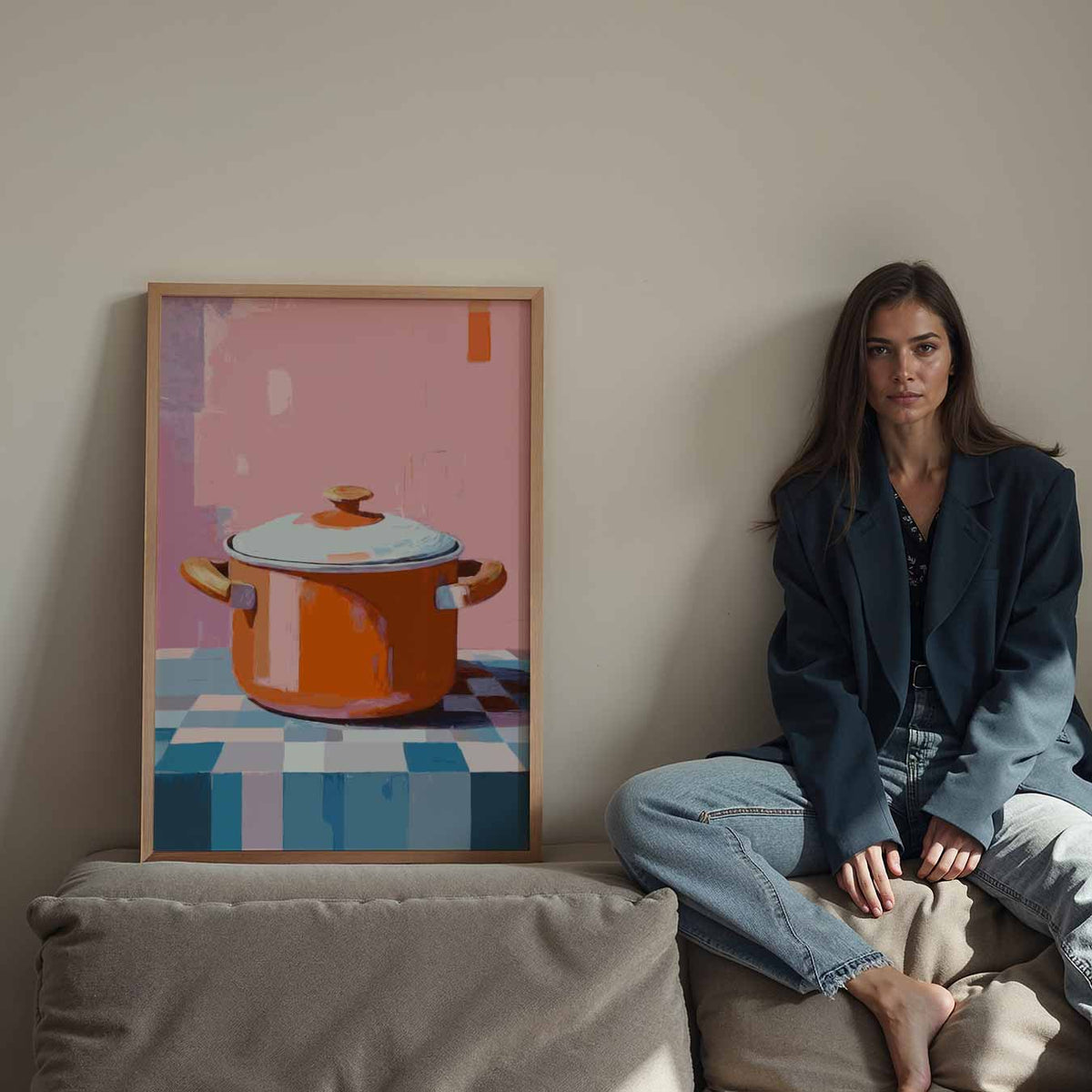 Vrolijke Retro Pan – staande keuken wanddecoratie van WallArtistic