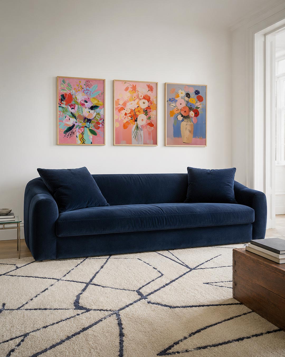 Bloemrijke kleurvlakken driedelige posterset – deze posterset in drie delen toont een levendige