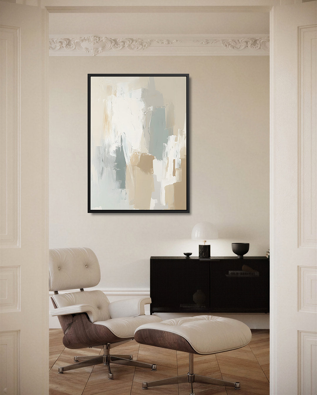 Zachte kleuren compositie – staand wanddecoratie kunstwerk