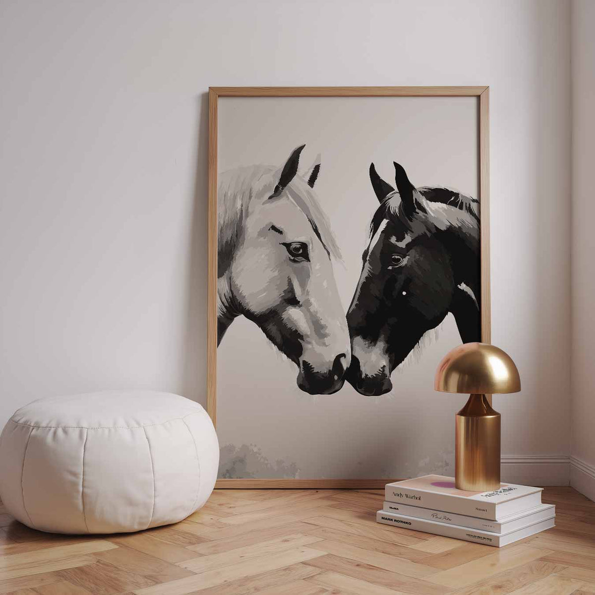 Twee Paarden Vriendschap – dieren poster in staand formaat