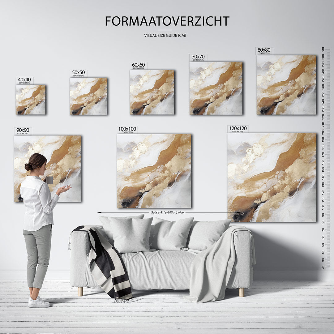 Organische vormen kunstwerk – materiaalweergave – dit kunstwerk toont vloeiende lijnen en organische vormen in beige en wit