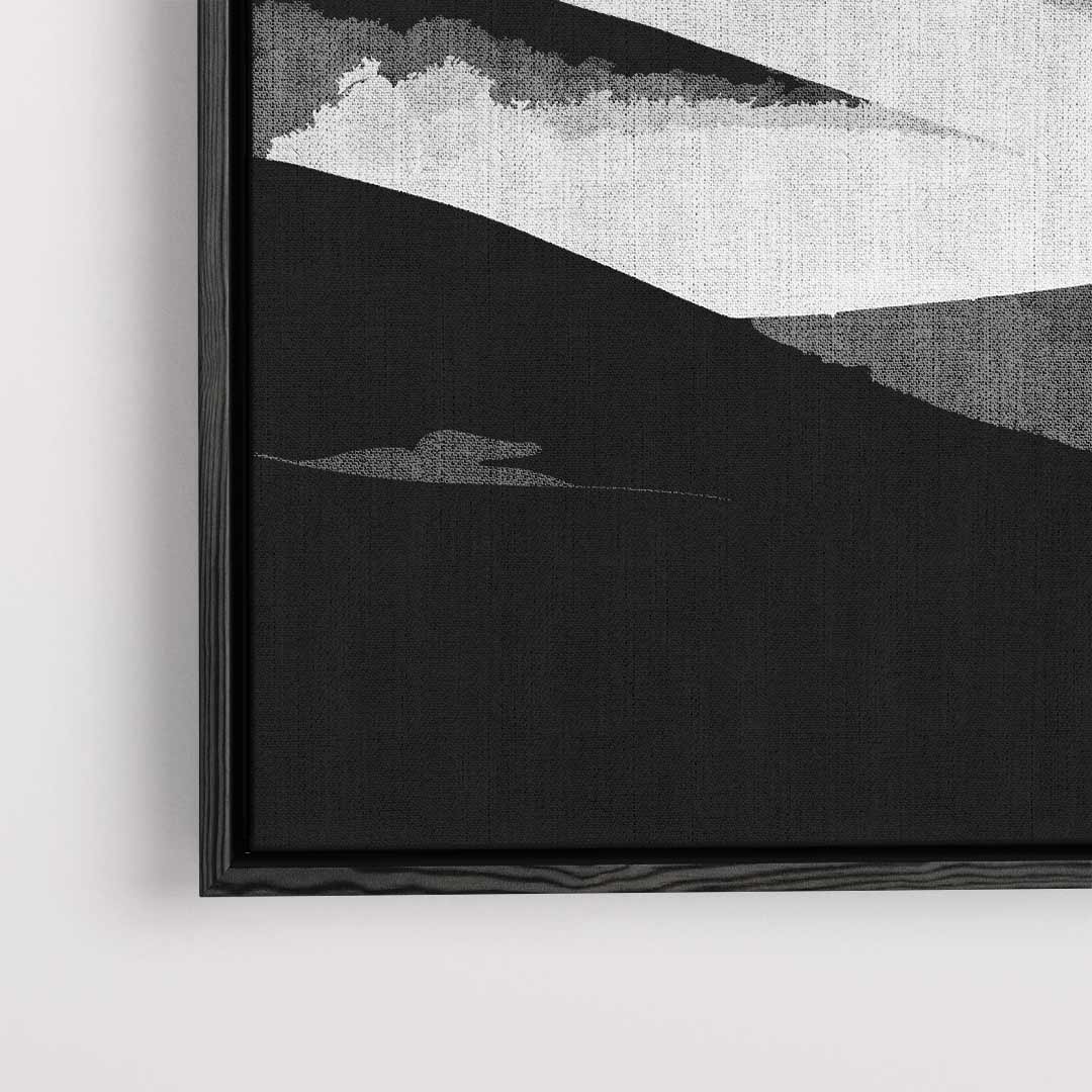 Dromerige Berglandschap in Zwart-Wit – dibond kunstwerk als wanddecoratie