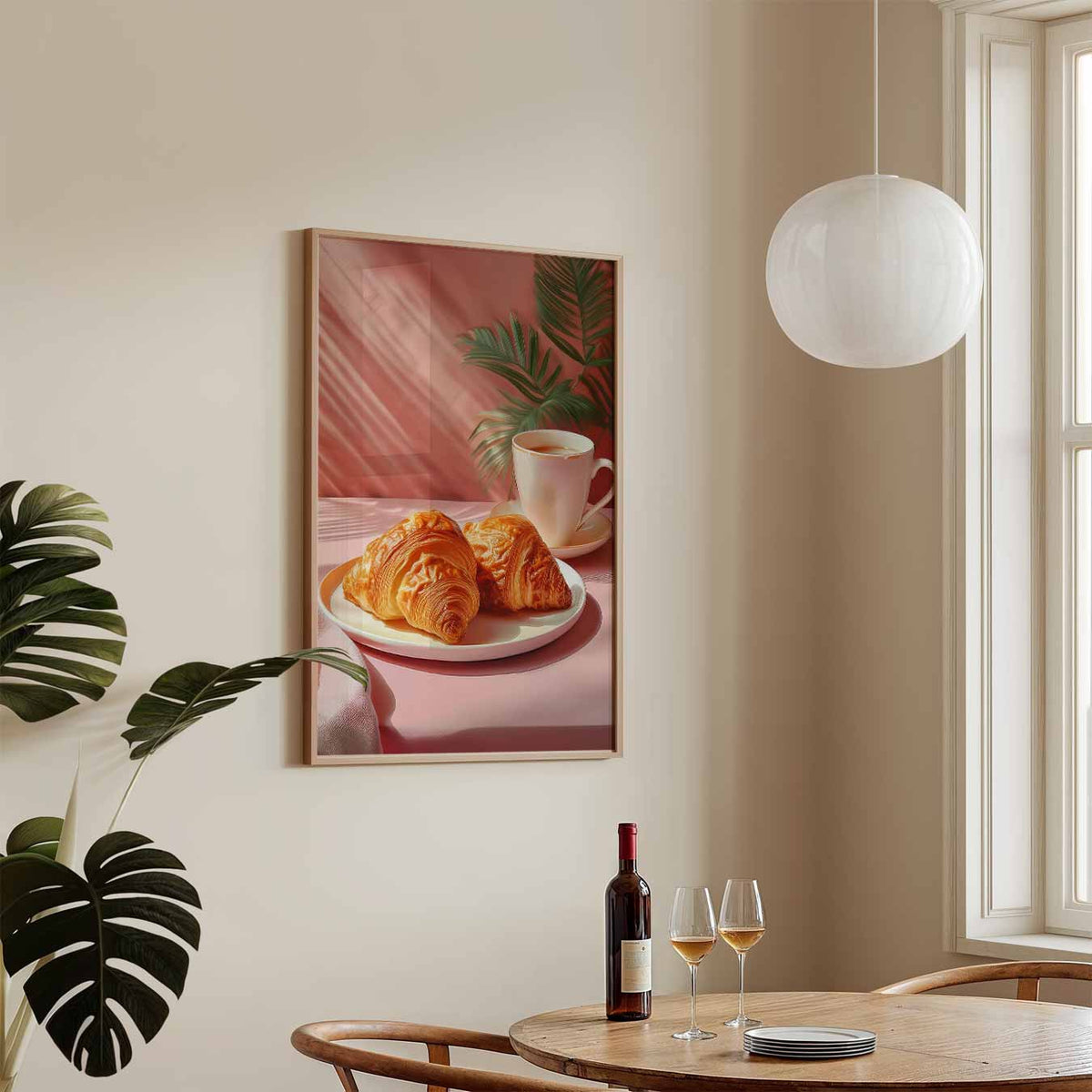 Ontspan met Croissants en Koffie – keukenposter in staand formaat