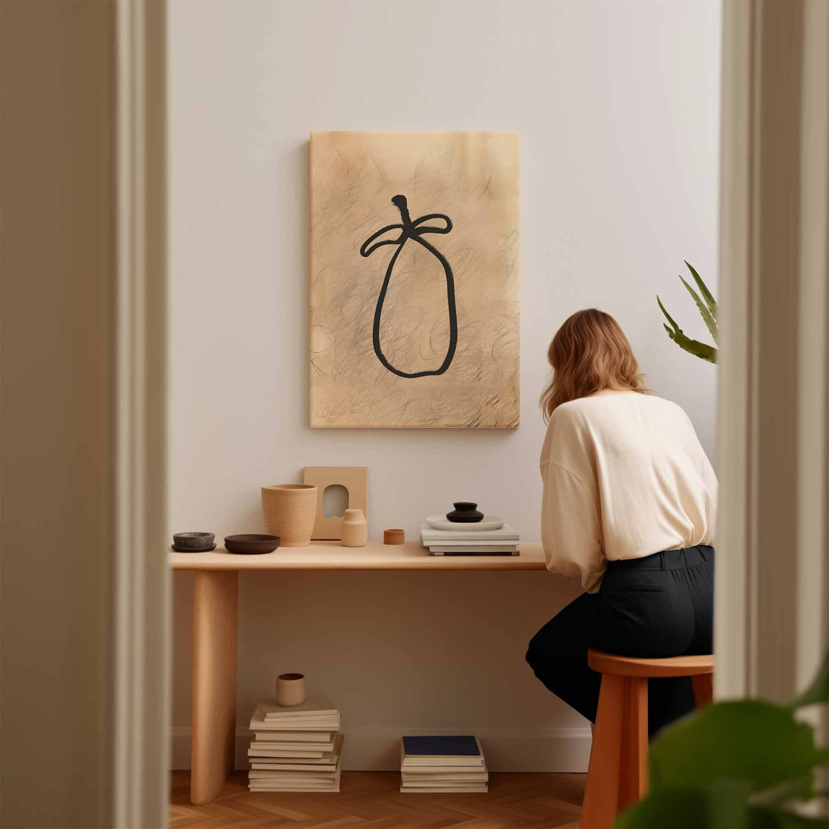 Simpele Schoonheid: Abstracte Vaas – modern portret kunstwerk van WallArtistic
