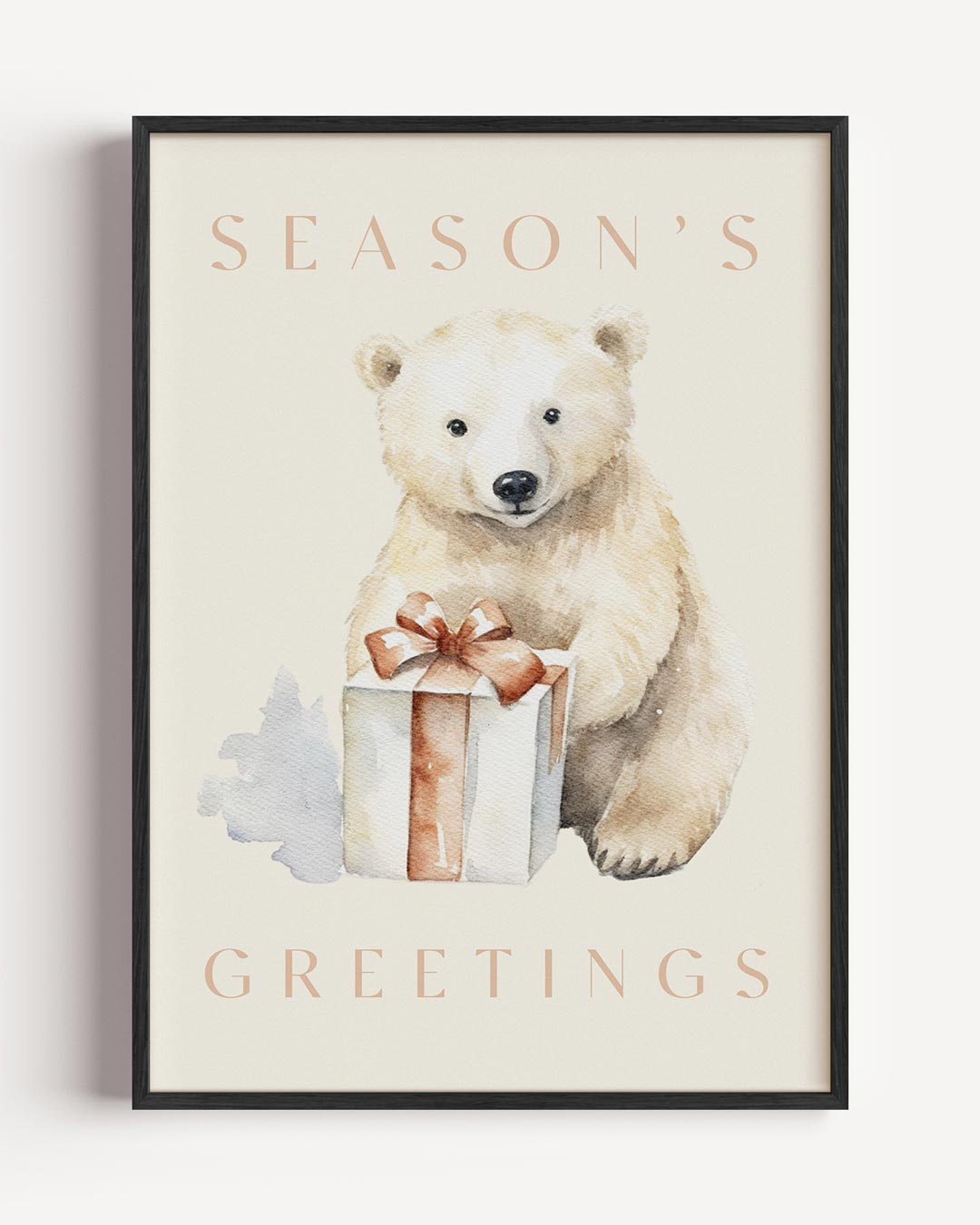 Polar Bear Season’s Greetings – kerst portret poster als wanddecoratie