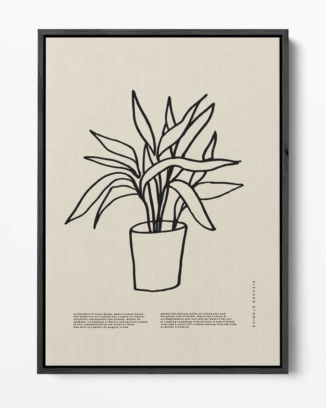Simpele Plantenillustratie op Beigekleurige Achtergrond – portret kunstwerk als wanddecoratie