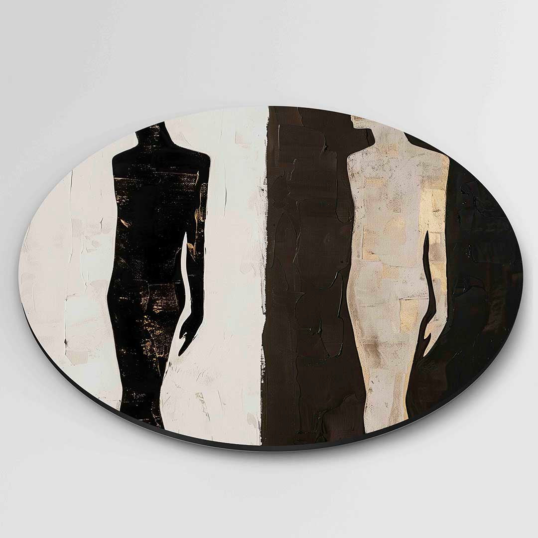 Silhouetten in contrast – abstracte wandkunst als muurcirkel van WallArtistic