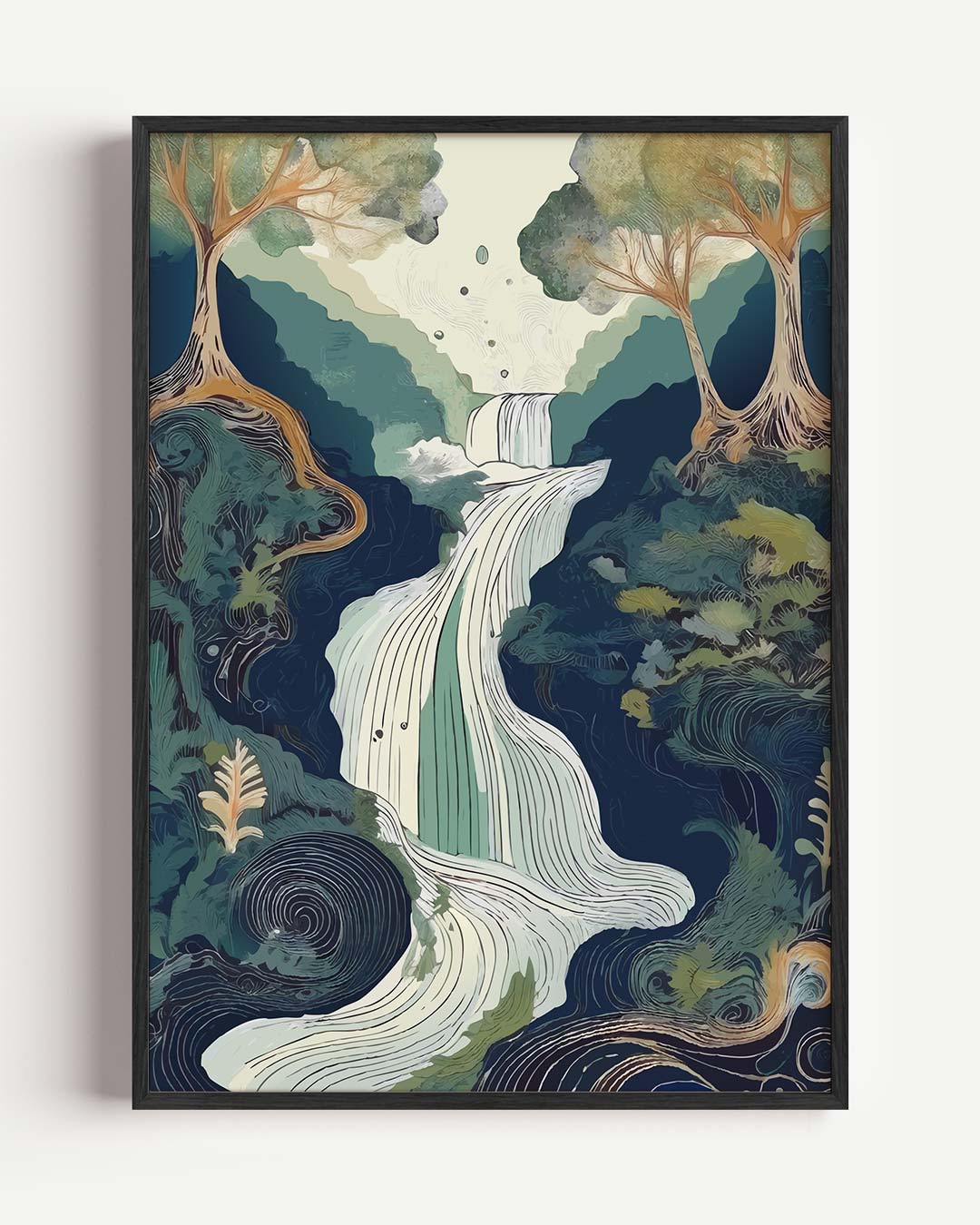 Dromerige Waterval – zomer portret poster als wanddecoratie