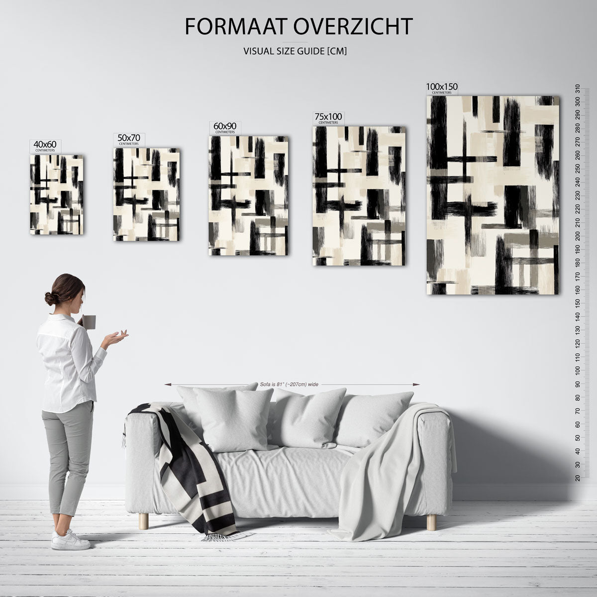 Dynamische lijnen compositie – staande wanddecoratie van WallArtistic