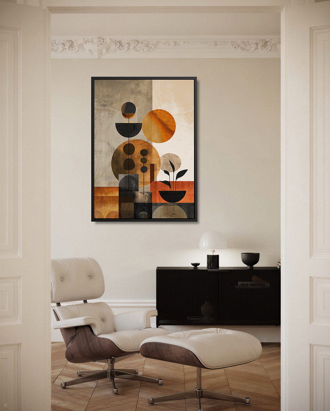Geometrische vormen compositie – staand wanddecoratie kunstwerk