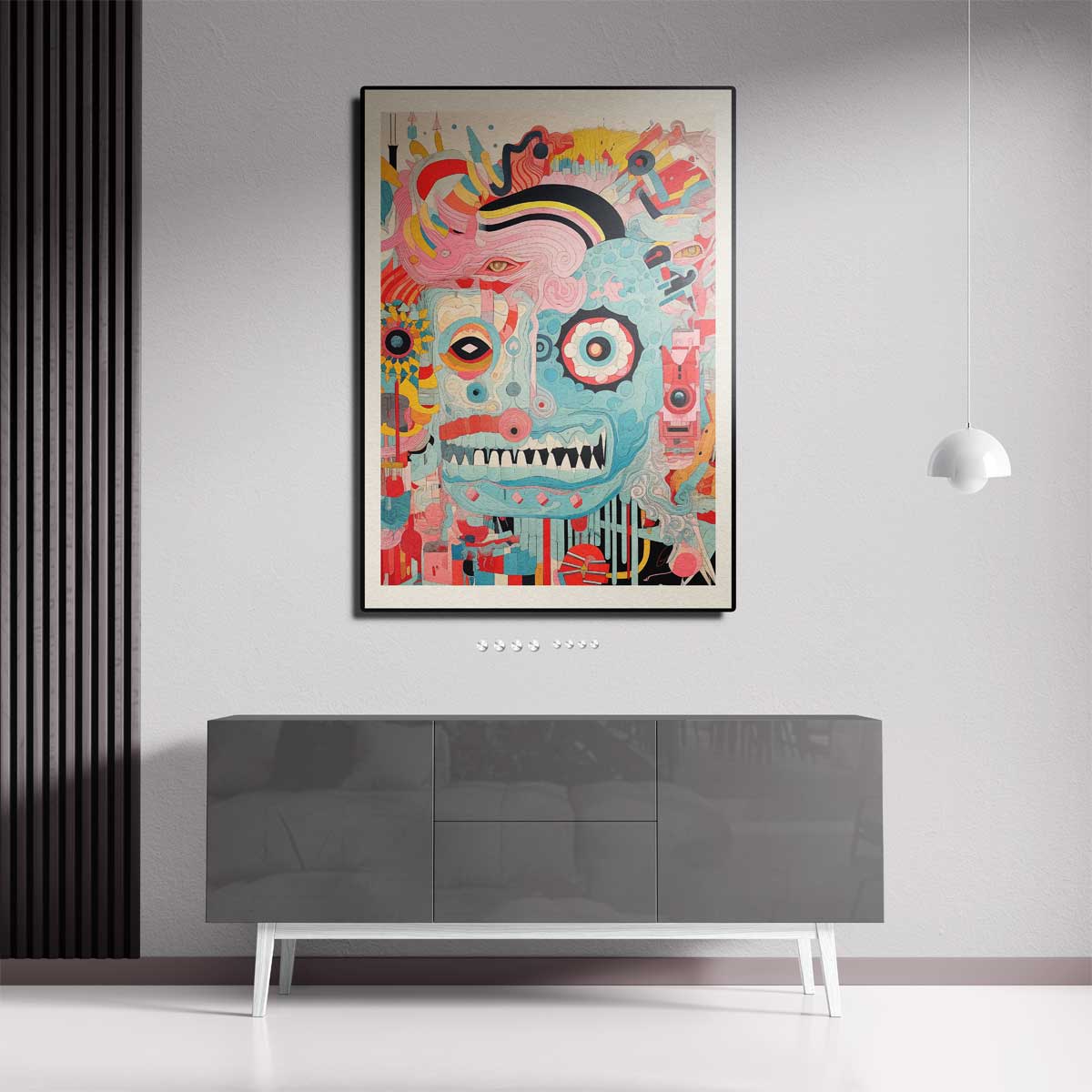 Kleurrijke Chaos – staand kunstwerk voor modern interieur