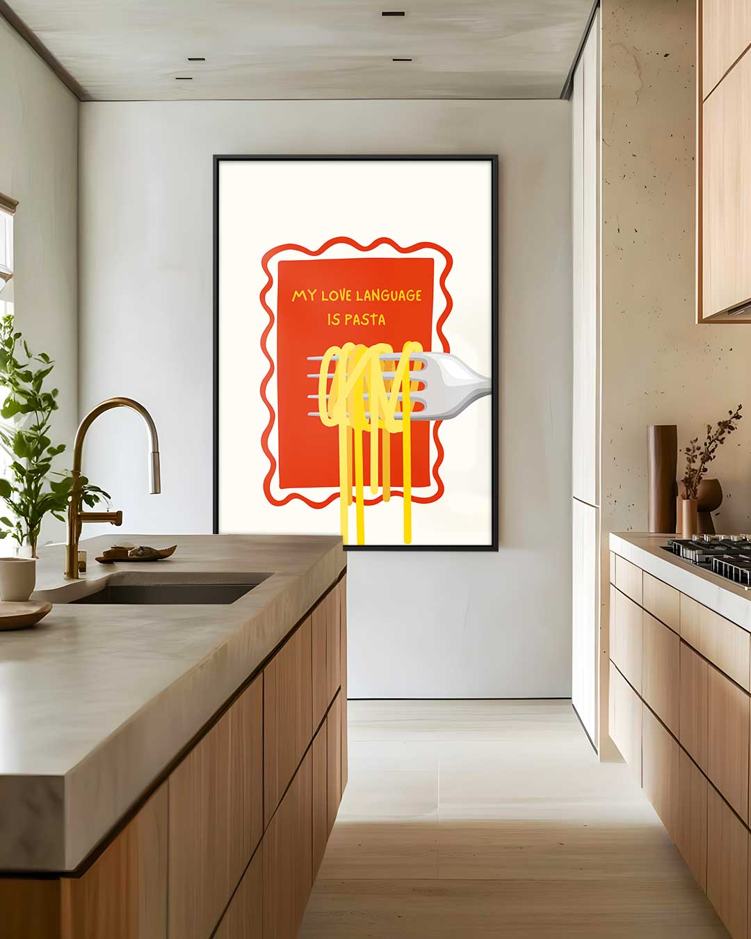 Pasta Liefde Teken – dibond wanddecoratie in staand formaat