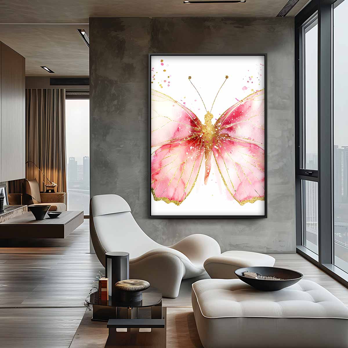 Dromerige Vlinder Aquarel – staande wandkunst voor woonkamer of interieur