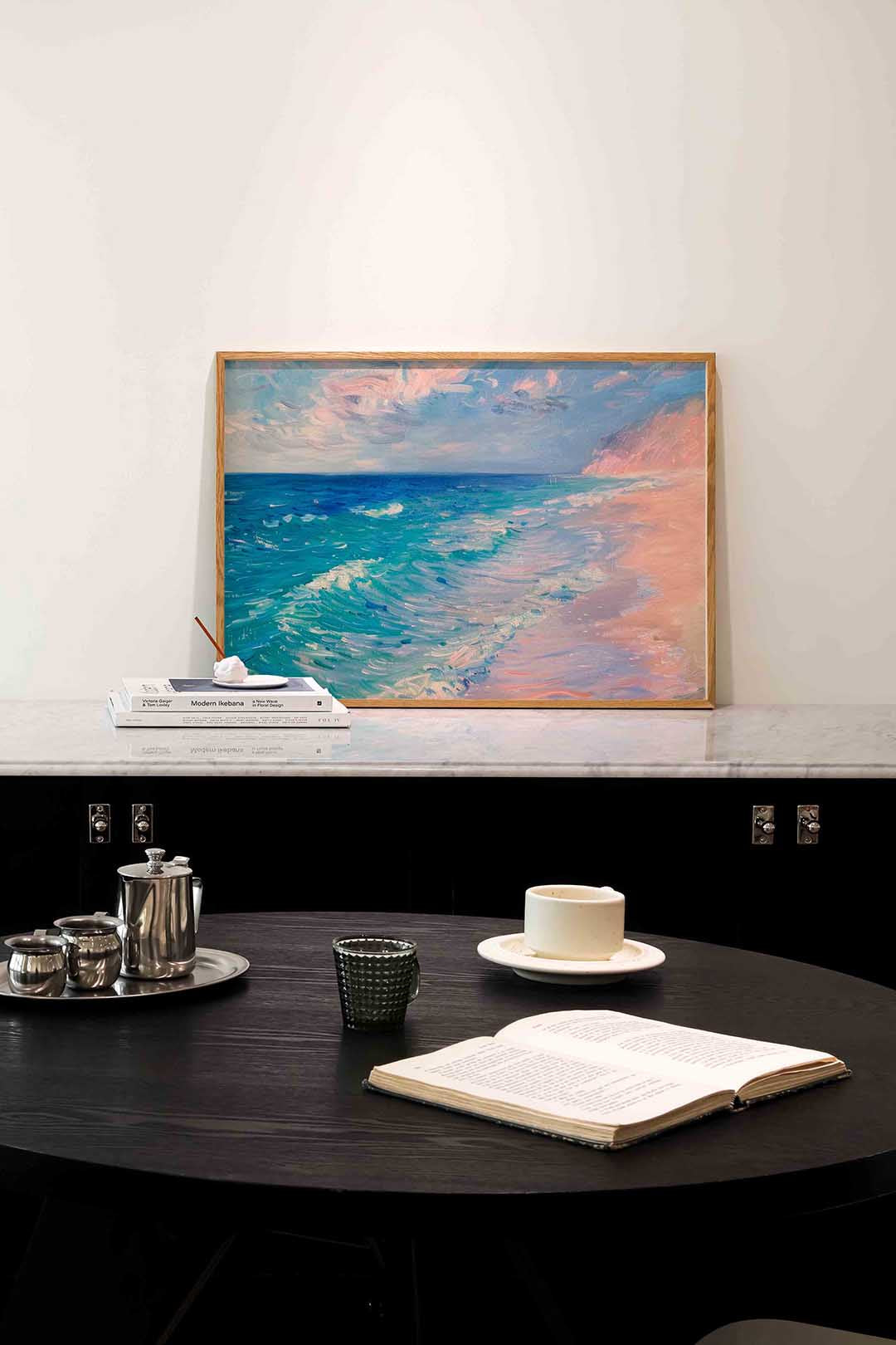 Zee en strand – abstracte poster in liggend formaat