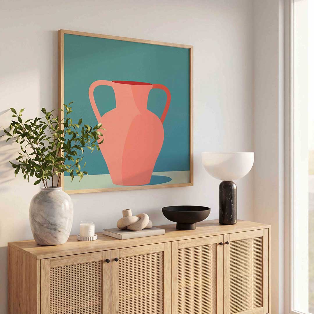 Vaas met handvatten – kunst en design poster in vierkant formaat