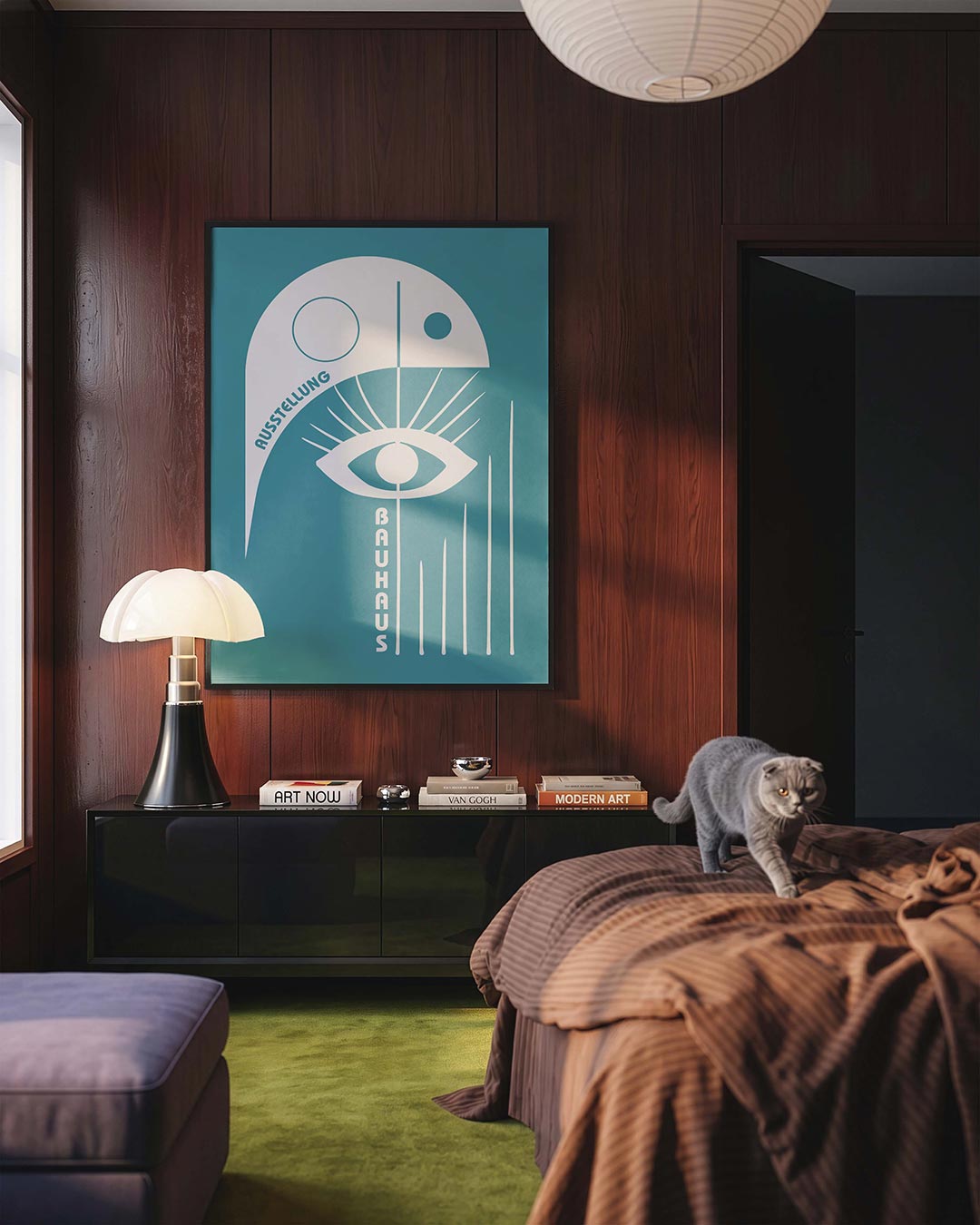 Oog en lijnen – geometrische Bauhaus poster in staand formaat