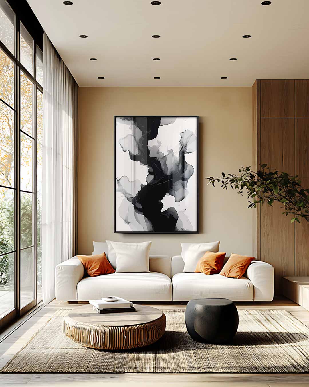 Mystieke Wolken in Beweging – staande wandkunst voor woonkamer of interieur