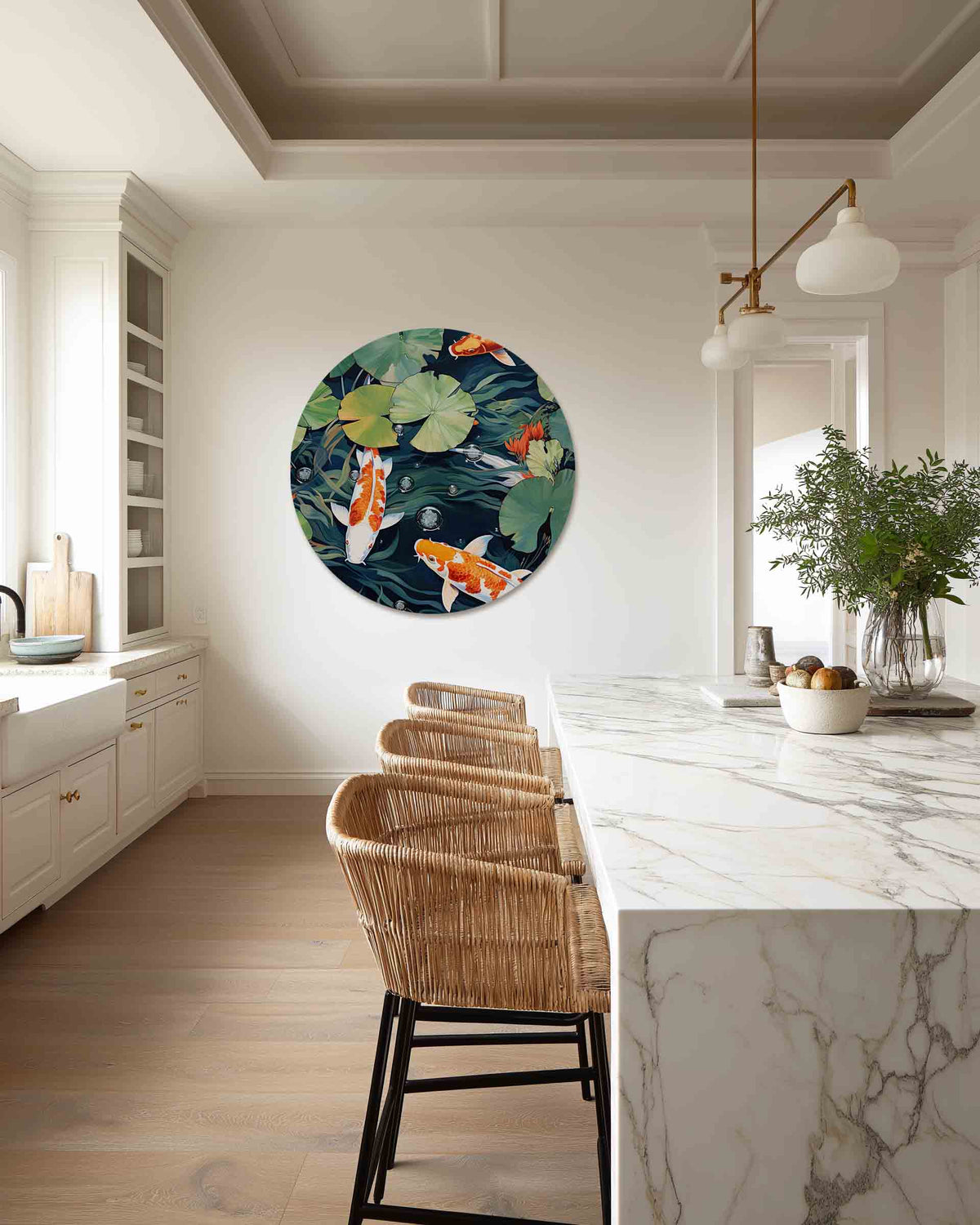 Koi vissen en waterlelies – safari muurcirkel als ronde wanddecoratie